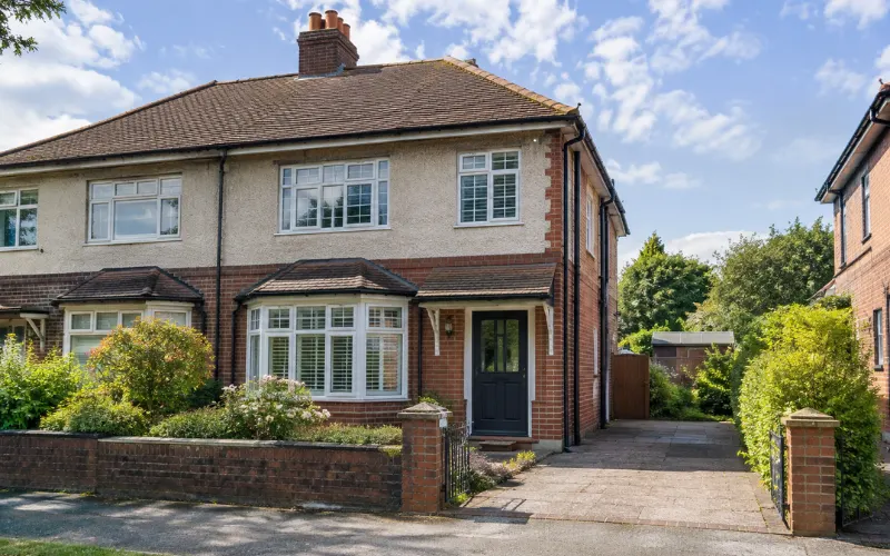 Traditional English semi-detached house with garden.